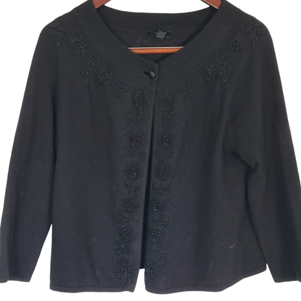 Talbots Petites wool cardigan sweater beaded